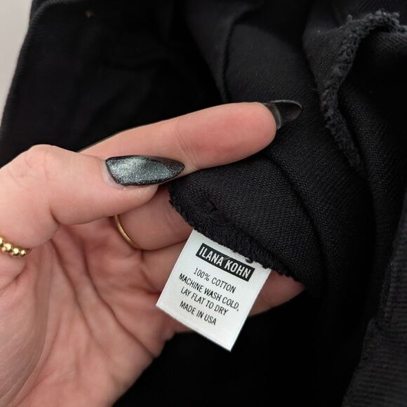 NWOT Ilana Kohn black Lindy side button high waisted rise wide leg cotton pants - Picture 4 of 6